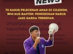 70 Kasus Pelecehan Anak di Cilegon, Mahasiswa Banten Desak Perkuat Pendidikan dan Sistem Perlindungan