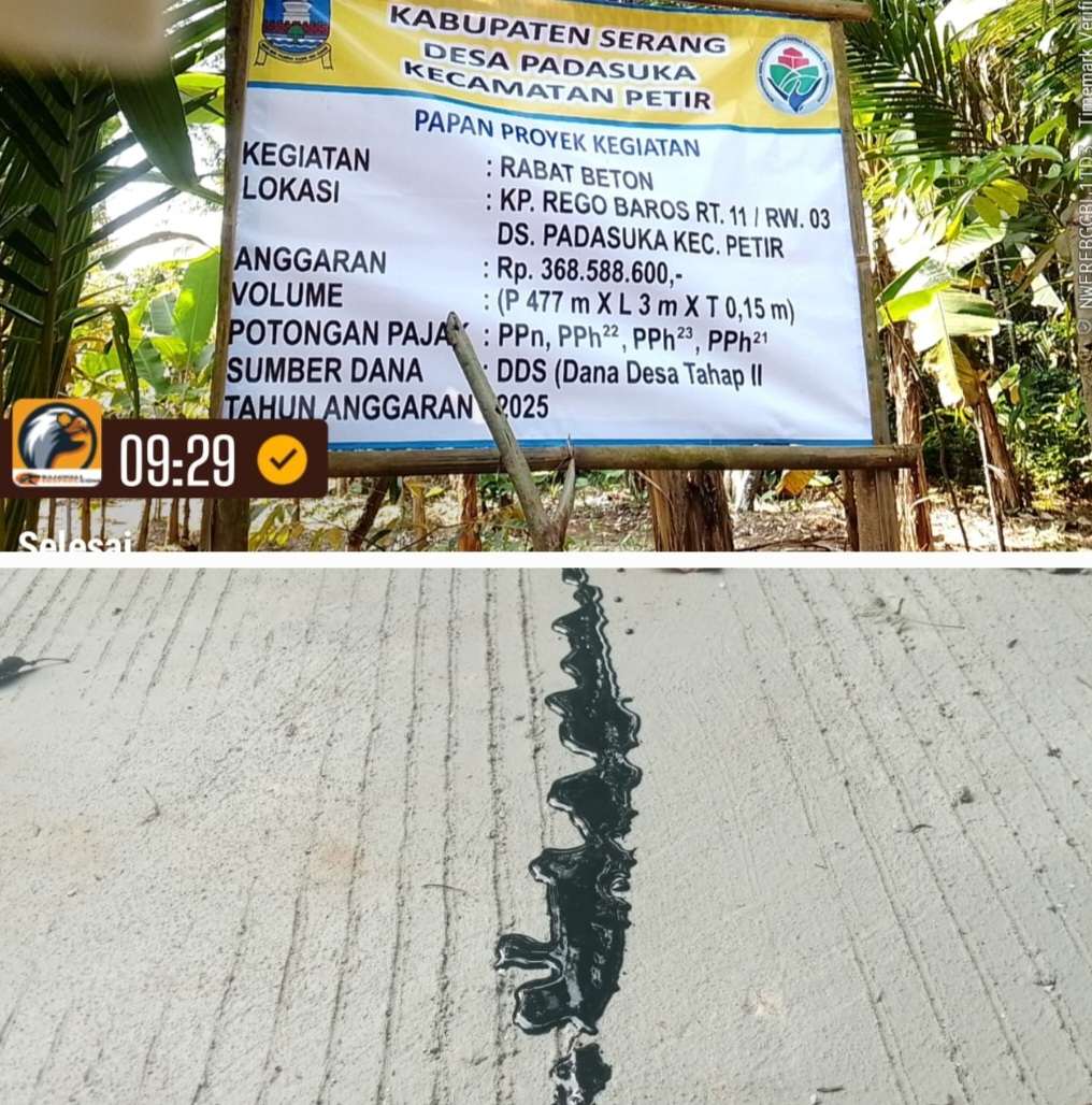 Pembangunan Rabat Beton Jalan Lingkungan Desa Padasuka Kecamatan Petir Baru Semur Jagung Sudah Retak-Retak Pembangunan Rabat Beton Jalan Lingkungan Desa Padasuka Kecamatan Petir Baru Semur Jagung Sudah Retak-Retak