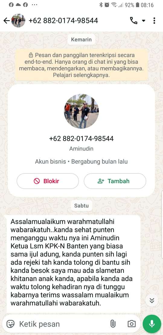 Hati-Hati Akun Bodong Catut Nama Ketua LSM KPK-Nusantara, Modus Minta Dana untuk Khitanan Anak Hati-Hati Akun Bodong Catut Nama Ketua LSM KPK-Nusantara, Modus Minta Dana untuk Khitanan Anak