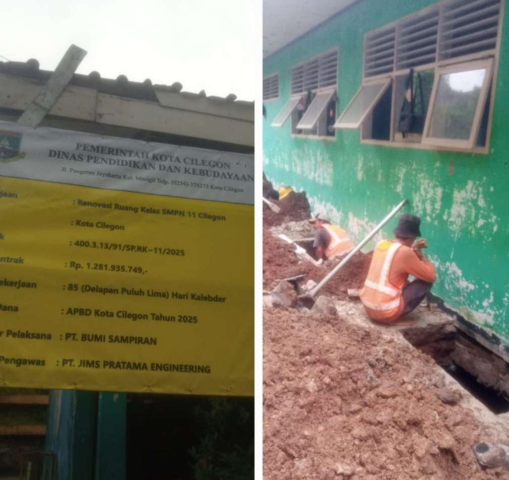 Renovasi Ruang Kelas SMPN 11 Cilegon Diduga Lemah Pengawasan, Pekerja Minim Gunakan APD Renovasi Ruang Kelas SMPN 11 Cilegon Diduga Lemah Pengawasan, Pekerja Minim Gunakan APD